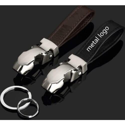 10pcs/lot Chrome Leopard Head Leather Car Emblem Keyring Key Chain Mens Car Logo Keychain Metal Key ring