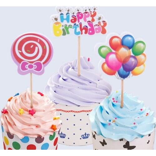 12PCS/SET Wedding Theme Rainbow With Balloons Cake Topper Birthday Decoration Dessert Decorators Cupcake Toppers With Toothpicks