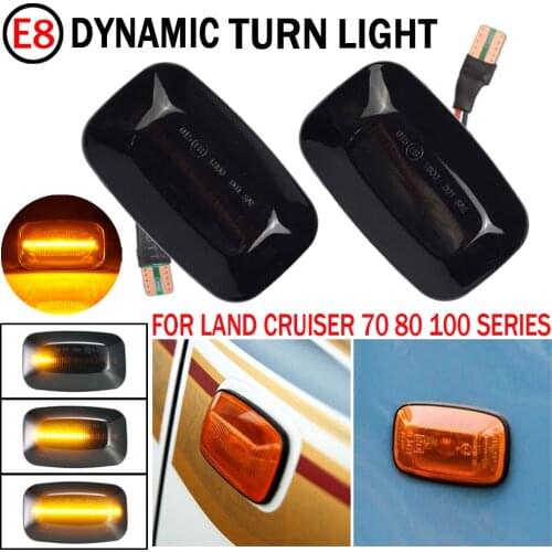 2pcs LED Dynamic Side Marker Turn Signal Repeater Light Indicator Flowing Flash Fit For Toyota Landcruiser 70 80 100 Series
