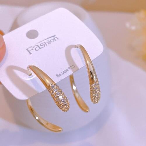 2021 Trendy Personality Geometric Metal Style Drop Earrings for Women Korean Zircon Crystal Earrings Party Jewelry Accessories