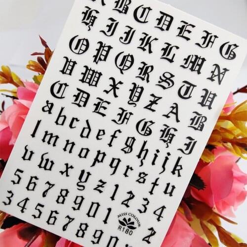 3D Stickers for Manicure Russian Letters Numbers Designs Nail Decoraciones Art Sticker Self Adhesive Sliders foil on Nails