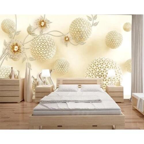 Beibehang Custom fashion personality 3d wallpaper Luxury Diamond Flower 3D Jewelry TV living room background wall 3d wallpaper