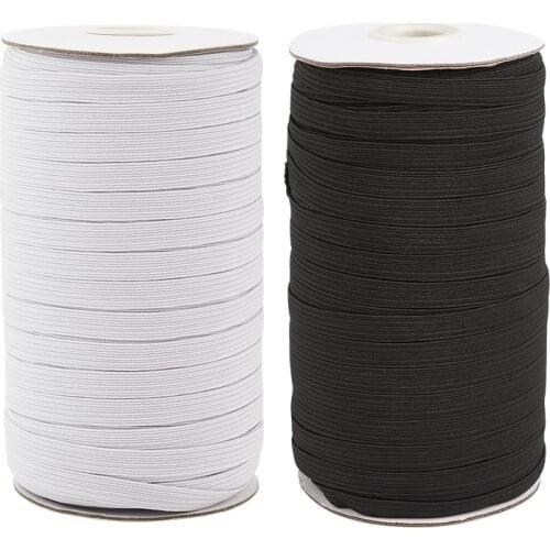 4mm 5mm 6mm 8mm 10mm 12mm 14mm Woven Flat Elastic Cord Band Sewing Stretch Rope for DIY Mask Craft Jewelry Making DIY White Blac