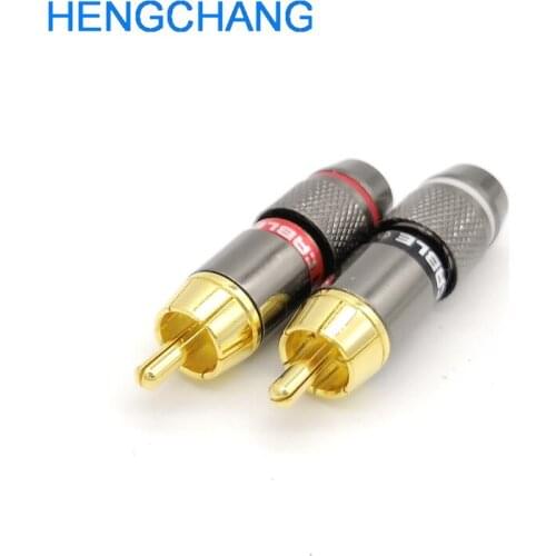 8pcs RCA Audio Video Connector Plug RCA male jack Gold Plated Audio Video Plugs for 6mm cable