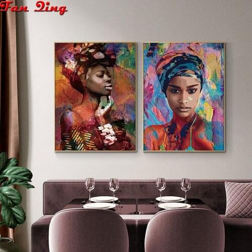 Diy Diamond Painting Sexy African Woman Graffiti Abstract art Diamond Mosaic Embroidery Cross Stitch 3d round drill gift Decor