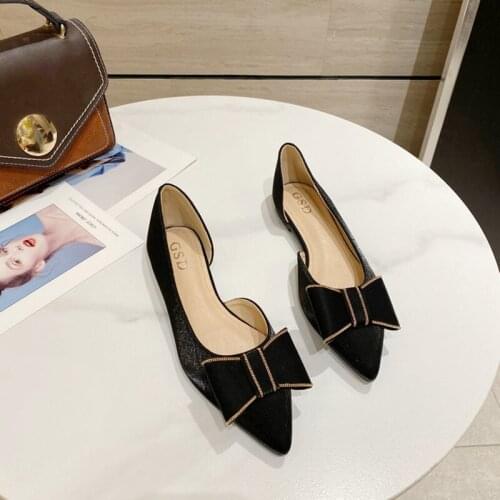 Women Flats Spring Summe Bow-Knot Pointed Toe Womens Flat Ballet Fashion Women Leather Shoes Casual Ladies Loafers