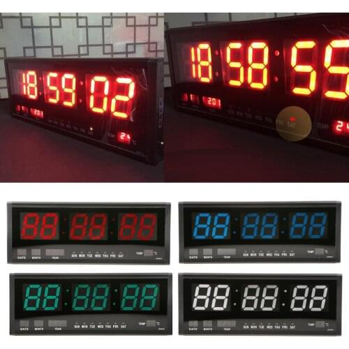 Digital Large Digits LED Wall Desk Clock with Calendar Temperature US