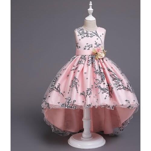 Childrens new screen printed Princess Dress Tuxedo Dress Girls' 61 group performance flower childrens hosting dress