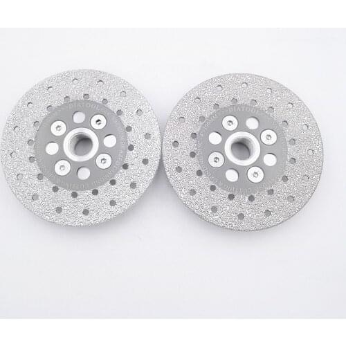 DIATOOL 2pcs Premium Quality Diameter 4"/100mm Double Sided Vacuum Brazed Diamond Cutting & Grinding Disc With 5/8-11 Flange