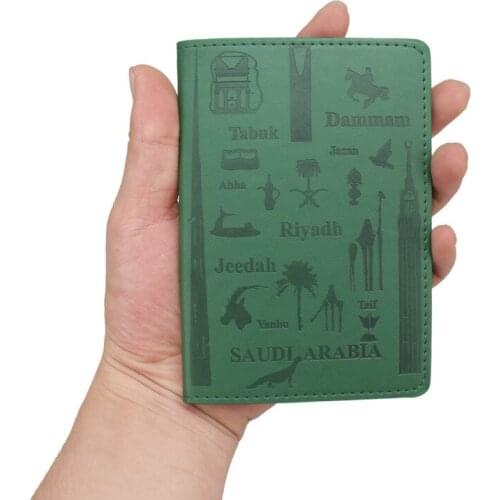 Travel Designer Saudi Arabia Green Passport Cover Women Men Slim Credit Card Holder License Ticket Wallet Document Organizer