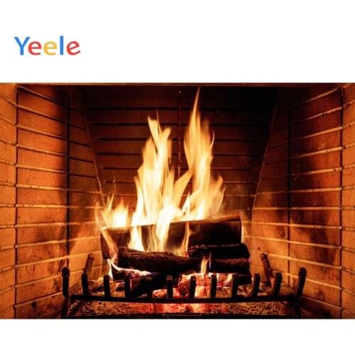 Yeele Fireplace Brick Wall Firewood Lattice Interior Photography Background Customized Photographic Backdrops for Photo Studio