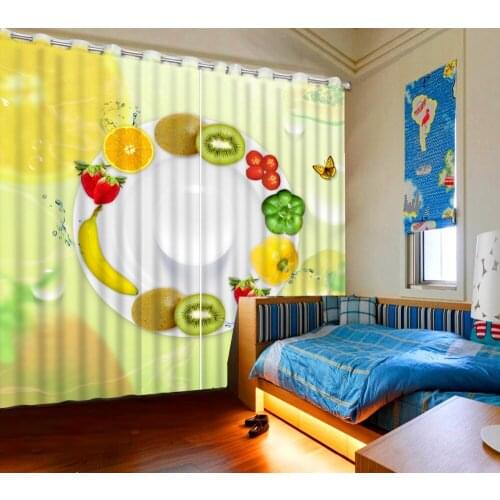 Fruit Curtain Decoration 3D Brief tree Curtains For Bedroom Living room Polyester Room Curtain
