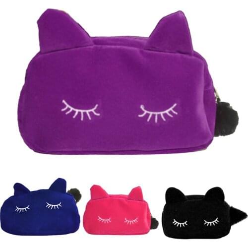 Hot Sale Beauty Cute Cat Cosmetic Makeup Bag Case Handbag Coin Purse Travel Toiletry Makeup Tool free shipping