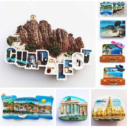 Spain Israel Jerusalem Germany Japan Jamaica Hawaii Myanmar Bahamas Tourist Souvenirs Magnetic Refrigerator Stickers Decoration