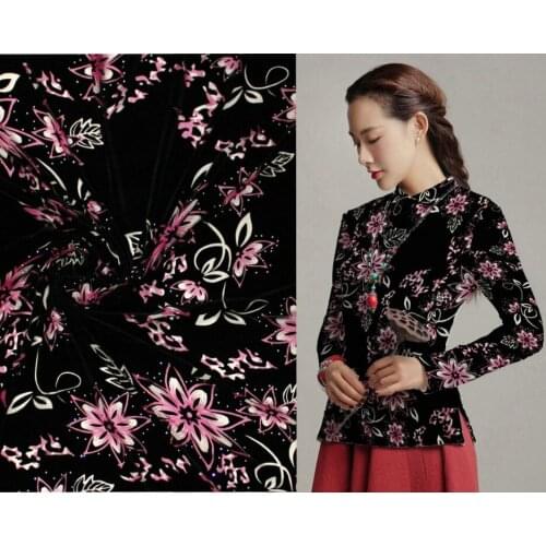 Quality African Lace Silk fabric for curtains cosplay dress christmas Cotton Velvet Fabric Meter pink Flowers With ston Tissue