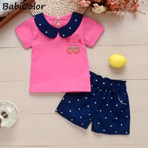 Baby Girls Summer Cloting Set Fashion Cotton T-shirt+shorts 2pcs Bebes Girls Cute Clothing Infant Newborn Kids Girls Outfits