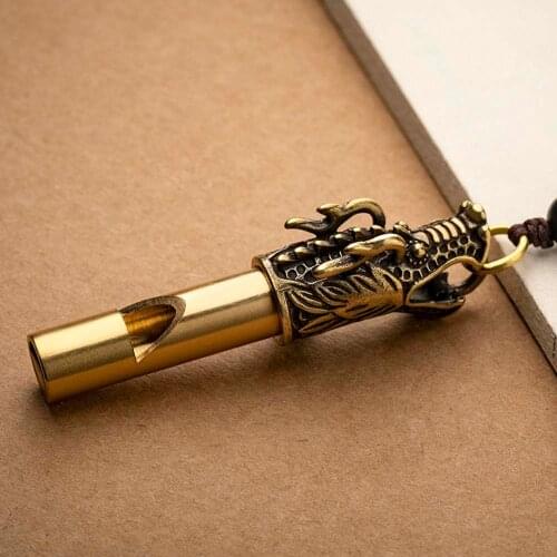 Handmade Brass Dragon Head Whistle Outdoor Survival Competition Referee Whistle Car Keychain Bag Mobile Phone Pendant