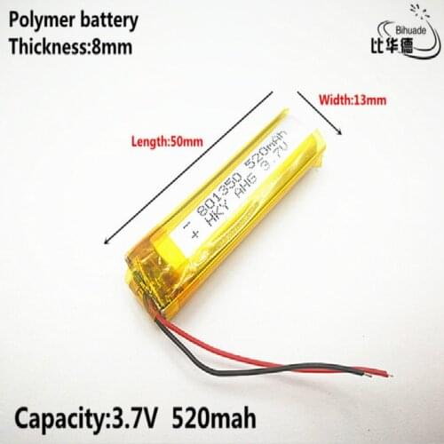 Liter energy battery Good Qulity 3.7V,520mAH,801350 Polymer lithium ion / Li-ion battery for TOY,POWER BANK,GPS,mp3,mp4
