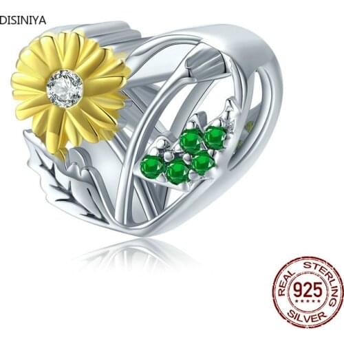 DISINIYA 925 Sterling Silver Daisy Story Metal Charm for Original Silver Bracelet Fine Jewelry Make DIY Bangle ZBSC00239