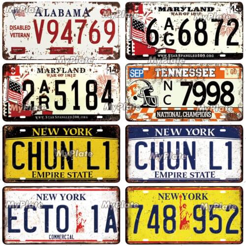 New York Metal Sign Tin Sign License Plate Vintage Decoration Man Cave Plaque Home Wall Decor Bar Sign Poster