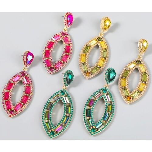 Fashion Metal Willow Leaf Rhinestone Glass Geometric Earrings Womens Creative Popular Dangle Earrings Party Accessories