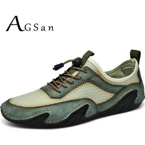 Summer Breathable Leather Casual Shoes Men Air Mesh Driving Shoes Big Size 48 47 Green Fashion Flats Comfortable Moccasins Male