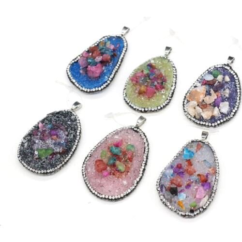 Natural Resin Gravel Pendant Charms Irregular Crystal Pendants for DIY Necklace Making Fine Jewelry Accessories Gift for Women