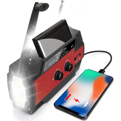 High-power Portable Hand-cranked Generator OEM Outdoor Radio Emergency 4000mAh Solar Flashlight FM Radio Mobile Phone Charger