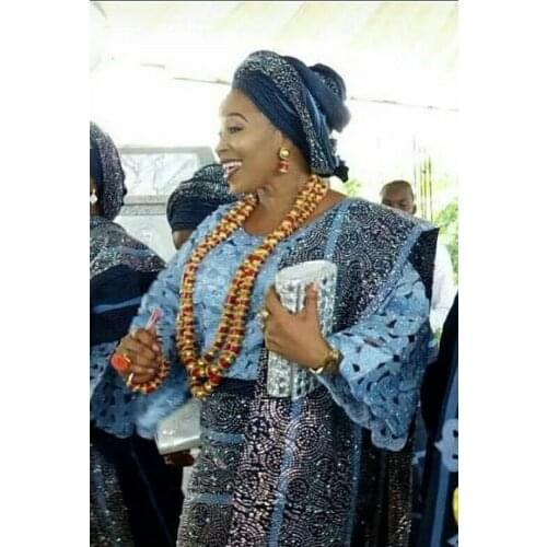 Luxury 3 Layers Red Coral Nigerian Wedding African Beads Jewelry Set 45 inches Gold and Coral Long Statement Necklace Set CNR853