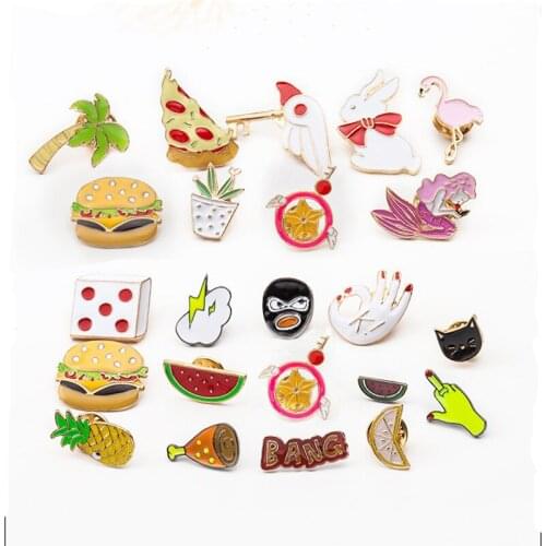 Cute Cartoon Fruit Animal Brooch for women Rabbit Cat Avocado Collar Pin Cuff Pin Korean Fashion Clothing Accessories Girl Gift