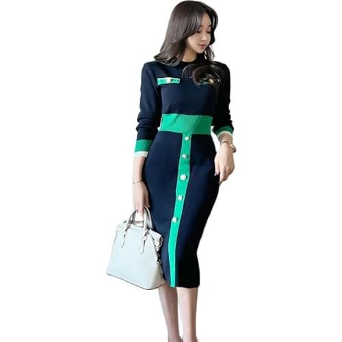 Sexy knitting tight Dress one piece korean ladies autumn winter long Sleeve cabaret party Sexy Dresses for women