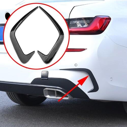 Carbon Fiber Style Rear Fog Light Foglight Protector Stripes Molding Cover Trim Fit For BMW 3 Series G20 2019 2020