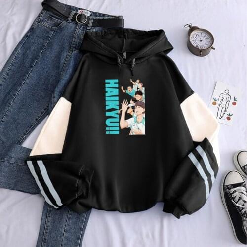 Japan Anime Haikyuu Hoodie Funny Cartoon Aoba Johsai High School Volleyball Club Streetwear Harajuku Winter Women Men Sweatshirt