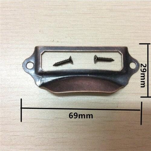 Vintage Metal Kitchen Drawer Cabinet Door Handle Furniture Knobs Cupboard Shell Label Pull Handles,Card Holder,69*29mm,20Pcs