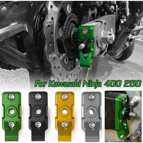 Ninja400 CNC Rear Fork Spindle Chain Adjuster Blocks Axle End Cap For 2018 2019 Kawasaki Ninja 400 250 Motorcycle Accessories