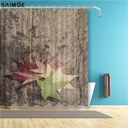 Pale Maple Leaves Print Bathroom Curtain Vintage Waterproof Polyester Fabric Bath Shower Curtain Home Decor