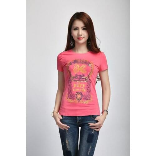 JUICY LOVERS Brand Women Sporting T-Shirt Tees Sky Blue White Pink Navy Blue Letter Casual Shirts O-Neck Short Sleeve Women Tops