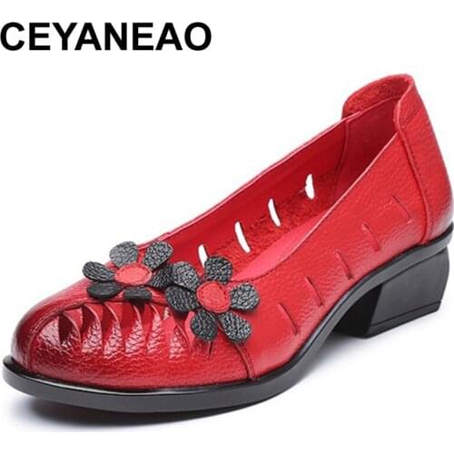 CEYANEAO2019 Women shoes summer new fashion female soft leather sandals woman casual comfortable slip on ladies shoesE1923