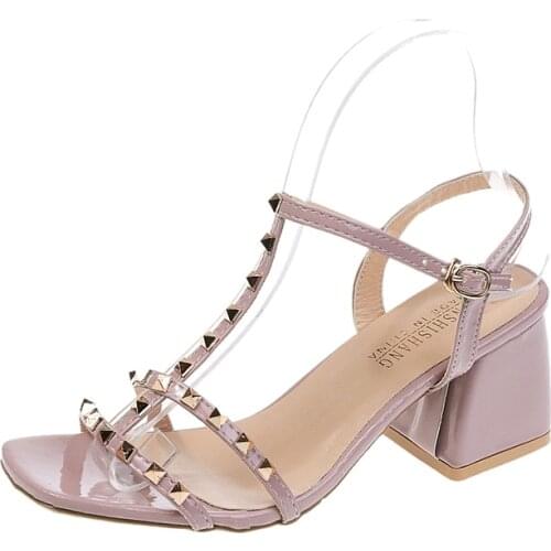 Women Leather Stud Sandals Platform Sandals Summer High Heels Rivets Shoes Ladies Sexy Party Shoes
