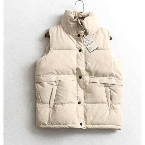 Womens Korean Style Solid Sleeveless Winter Keep Warm Winter Vest Coat Single Women Breasted Loose Thick Fashion Vest