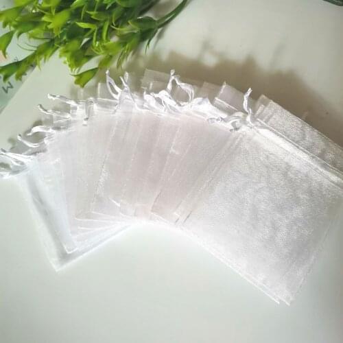 100 Pcs White Plain Organza Bags 7x9 9x12 10x15 13x18 15x20 cm Wedding Gift Packaging Drawstring Bags&Jewelry Pouches 2020 NEW