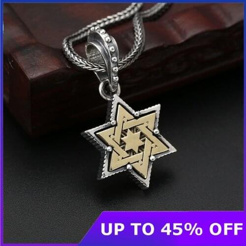 100% true 925 Sterling sterling silver jewelry trend creative vintage pendant wild Thai silver letter five-pointed star pendant
