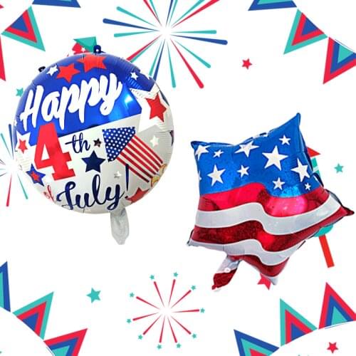18 inch national flag five pointed star Independence Day balloon circular aluminum foil balloon festival party decoration