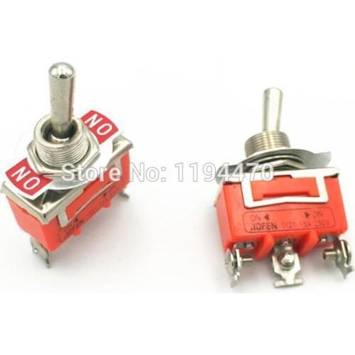 2pcs Latching Toggle Switch 1121 3-Pin 2 Position ON-ON SPDT Maintained 15A 250VAC with Waterproof Cap 12mm Mounting Hole
