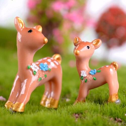 5 Pieces MIni Cute Deer Fairy Garden Miniature Couple Craft Micro Landscape Ornament Decor