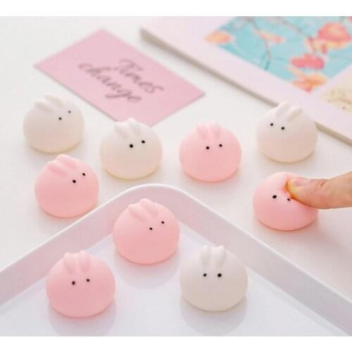 5Pcs Mini Cute Rabbit Animal Soft Ball PVC Squeaky Stress Reliever Decompression Kids Squeeze Toy Fidget antistress Gift
