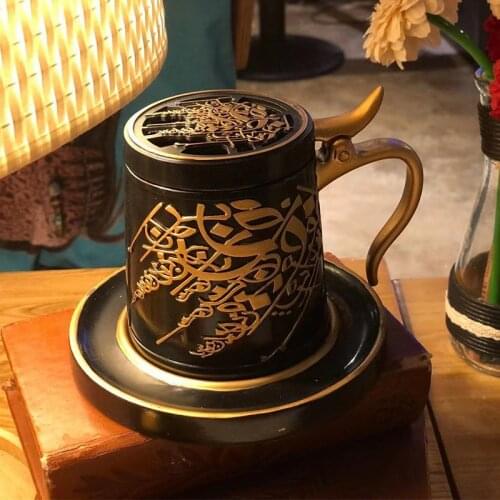 Arabic Resin Incense Burner Set Middle East Ceramics Incense Holder Aromatherapy Furnace Dukhoon Home Oud Bakhoor Burner