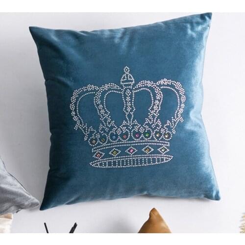 1 Piece European Style Velvet Crown Pillowacse Cover Diamond Design Hotel Inn Model Room Sofa Cushion JS318C