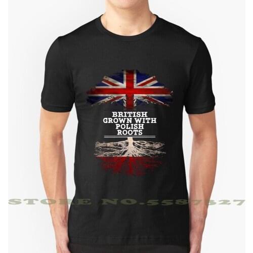 British Grown With Polish Roots Gift For Polish From Poland - Poland Flag In Roots Black White Tshirt For Men Women Polish