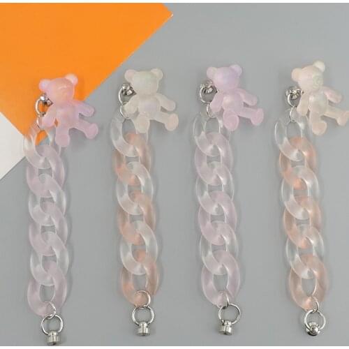 2021 New Trendy Cute Pink Little Bear Acrylic Chain For DIY Making Phone Case Bag Key Chain Decoration Jewelry Accessories